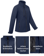 Softshelljacke Damen wasserdicht atmungsaktiv Arbeitsjacke mit Stehkragen Dublin