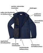 Softshelljacke Damen wasserdicht atmungsaktiv Arbeitsjacke mit Stehkragen Dublin
