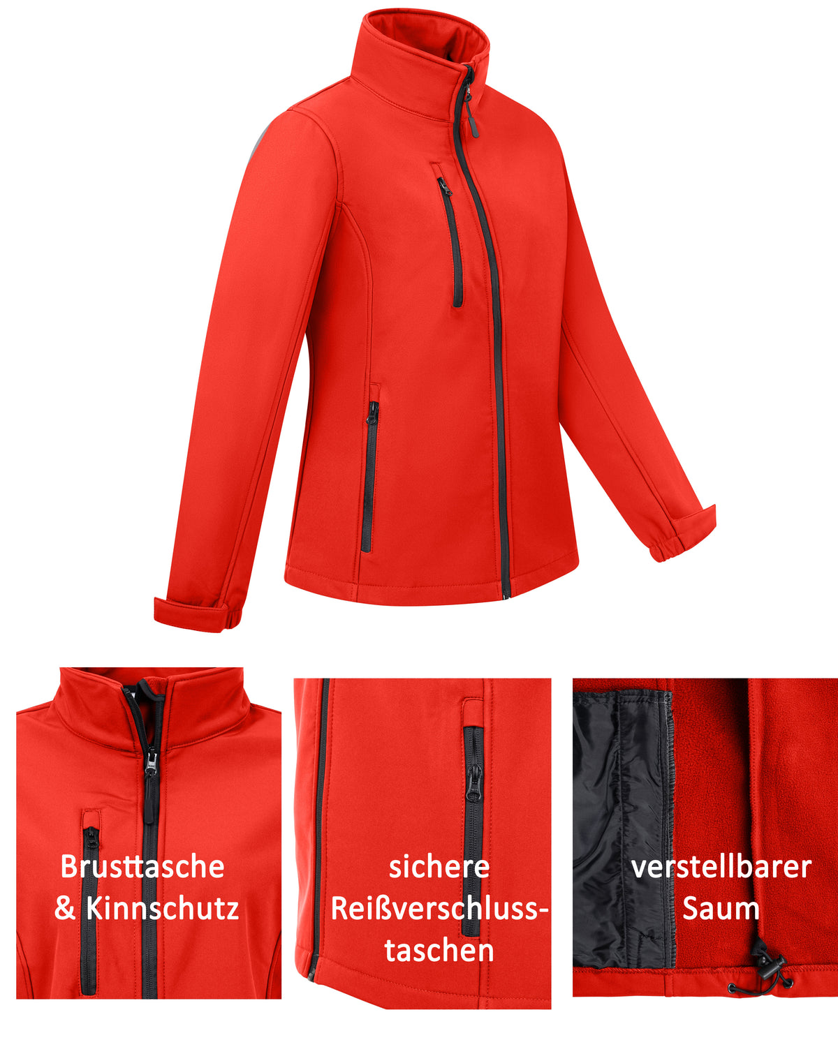 Softshelljacke Damen wasserdicht atmungsaktiv Arbeitsjacke mit Stehkragen Dublin