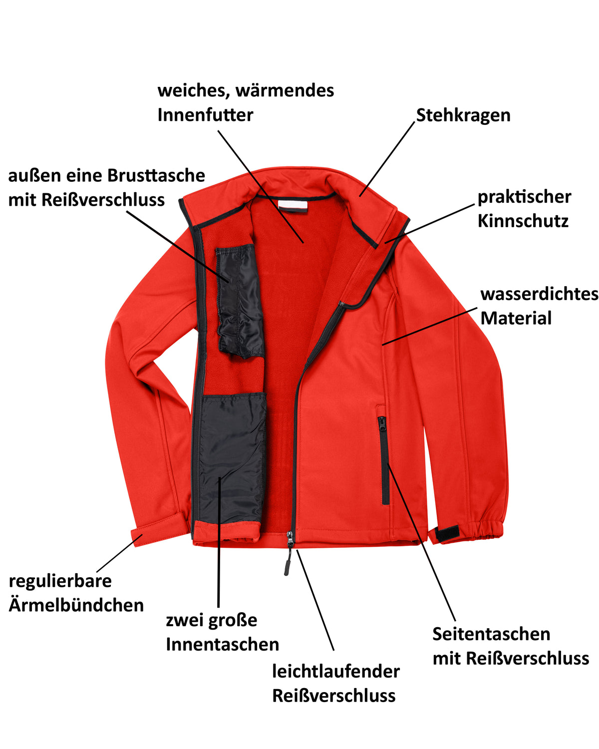 Softshelljacke Damen wasserdicht atmungsaktiv Arbeitsjacke mit Stehkragen Dublin