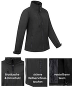 Softshelljacke Damen wasserdicht atmungsaktiv Arbeitsjacke mit Stehkragen Dublin