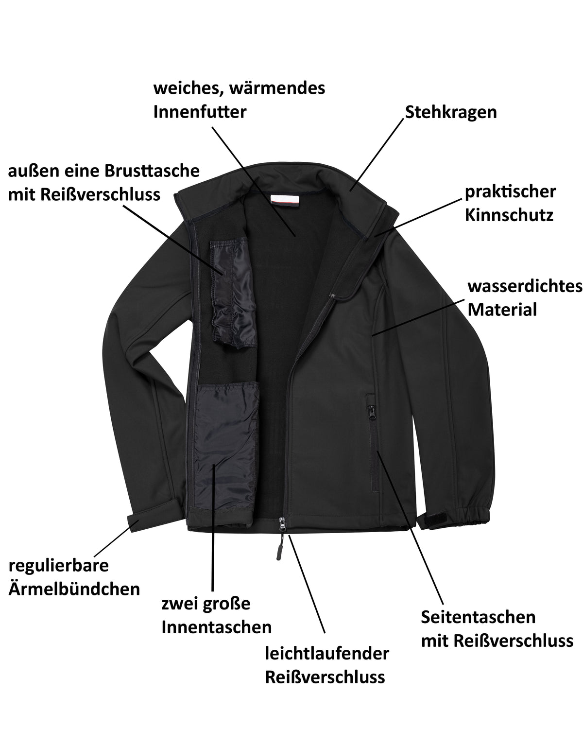 Softshelljacke Damen wasserdicht atmungsaktiv Arbeitsjacke mit Stehkragen Dublin