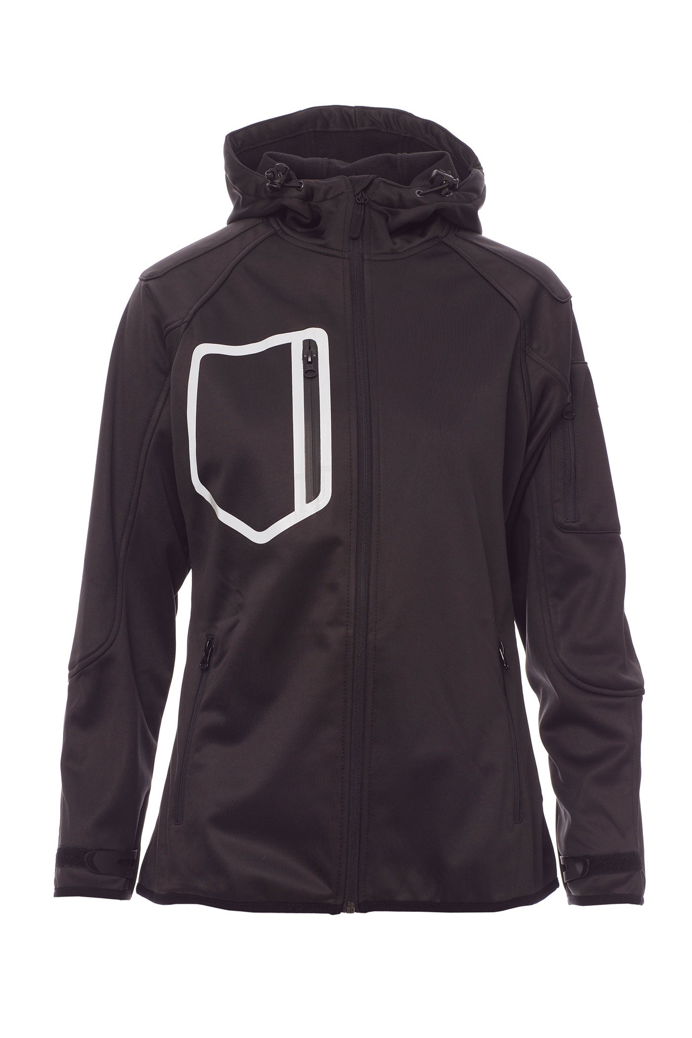 Damen Softshelljacke mit praktischen Taschen für Arbeit und Freizeit in Schwarz