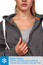 Damen Sweatjacke mit praktischen Seitentaschen in Anthrazit