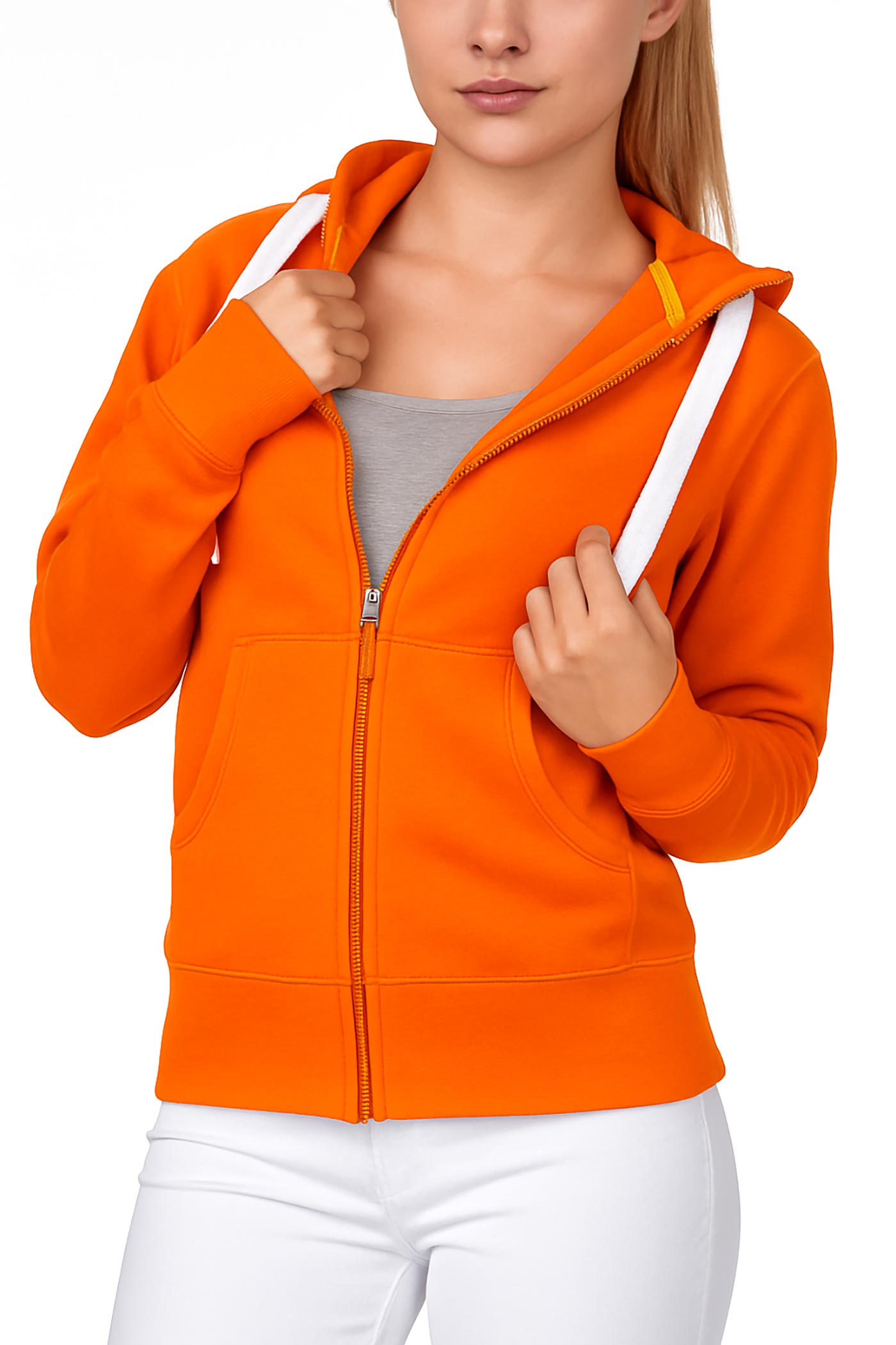 Damen Sweatjacke aus Baumwolle in Orange