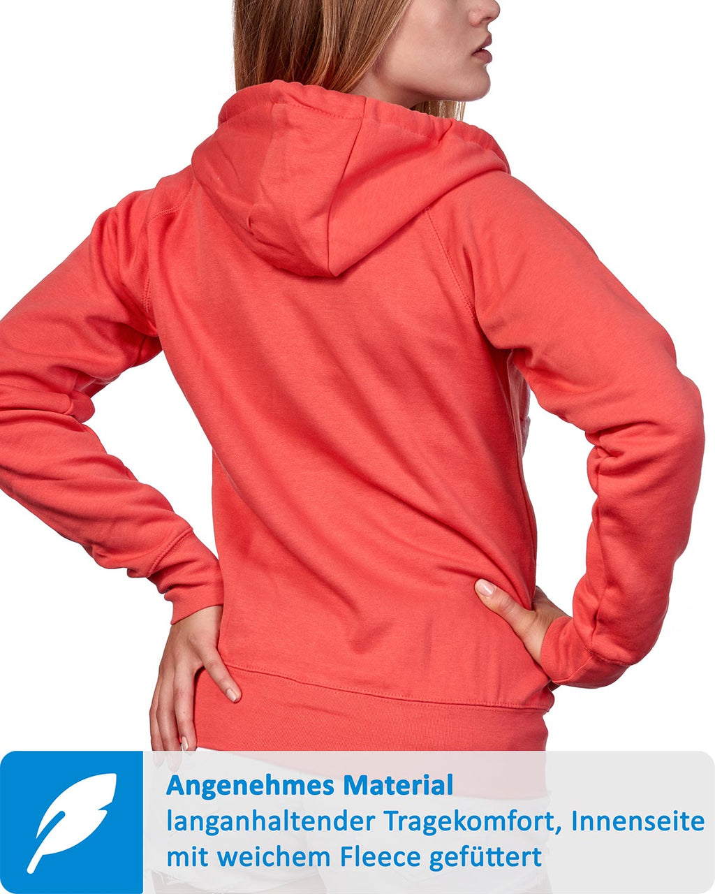Sweatjacke für Damen mit Kapuze in Coral