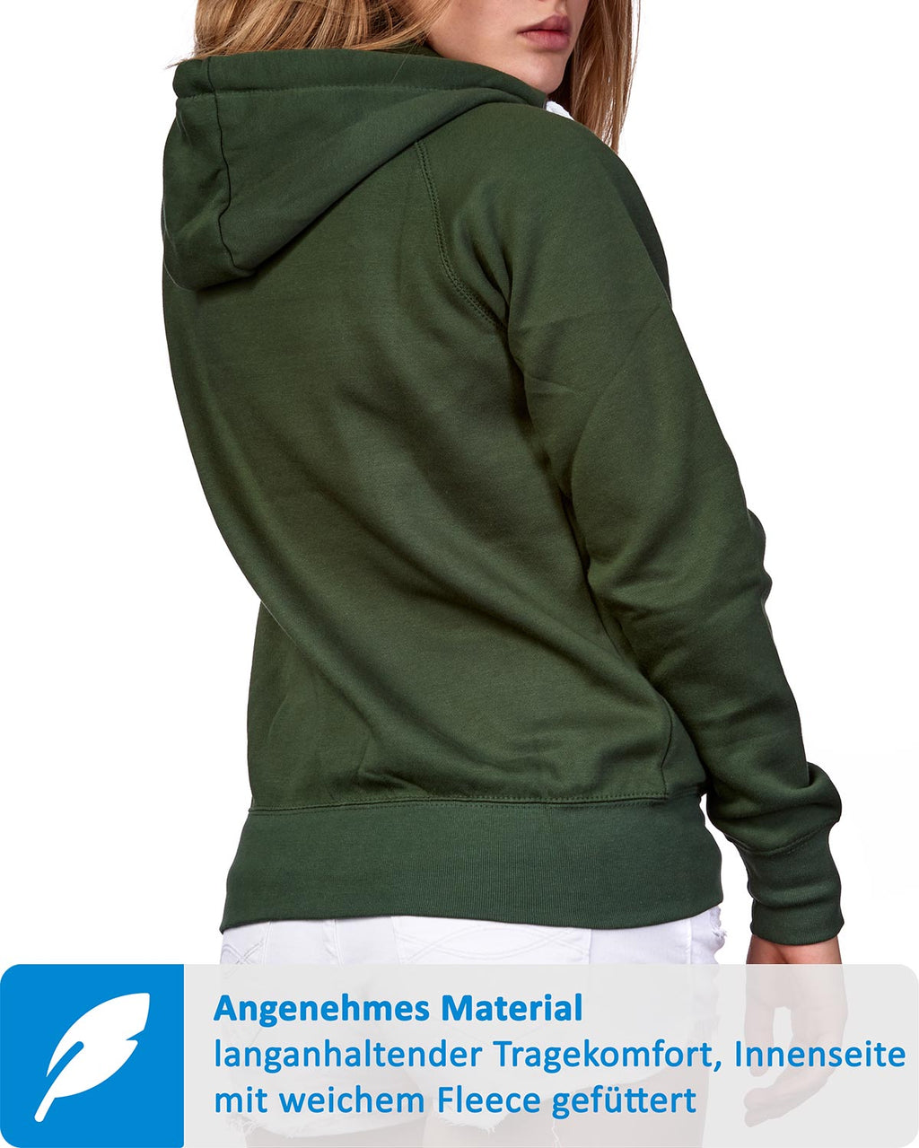 Sweatjacke für Damen mit Kapuze in Grün
