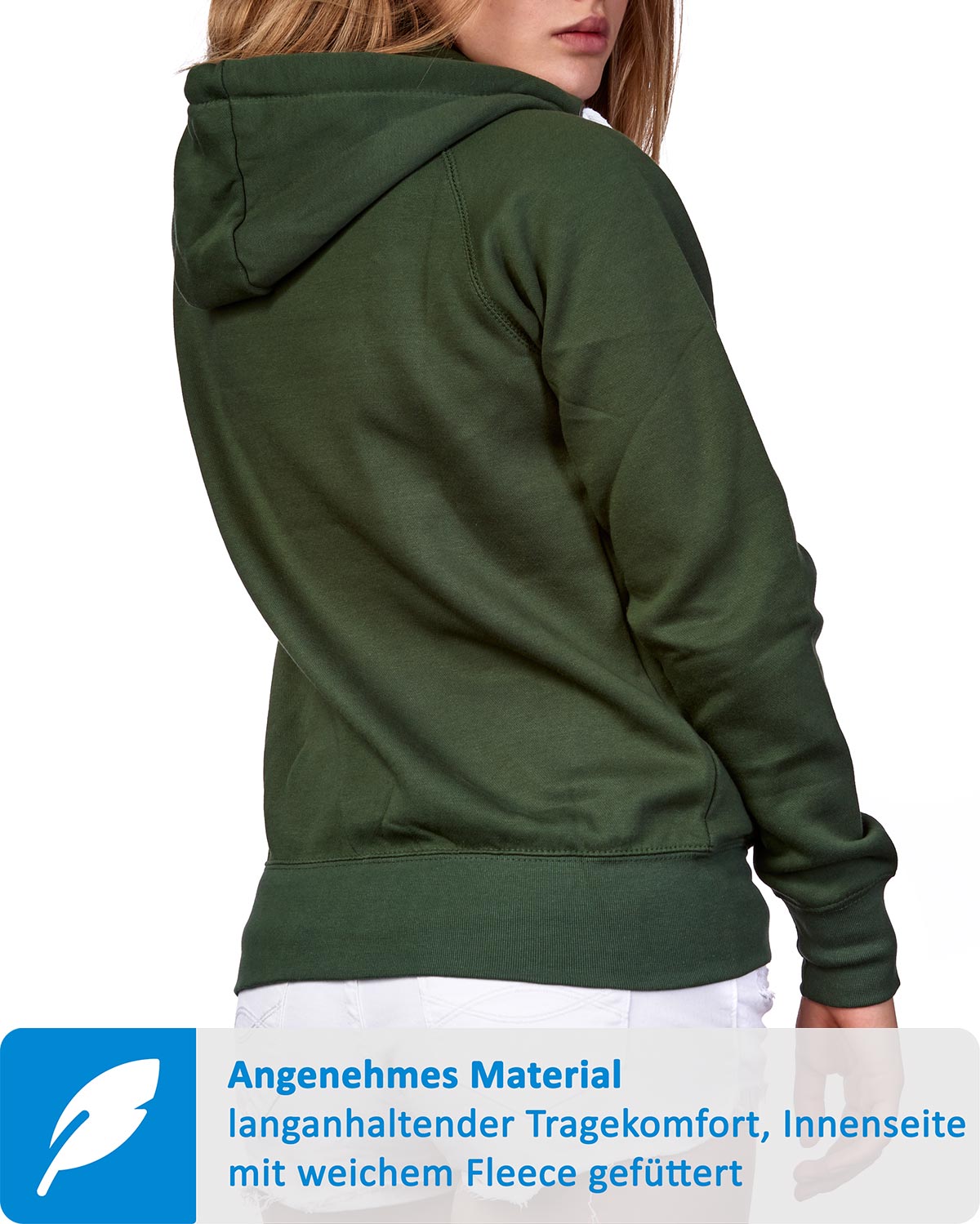 Sweatjacke für Damen mit Kapuze in Grün