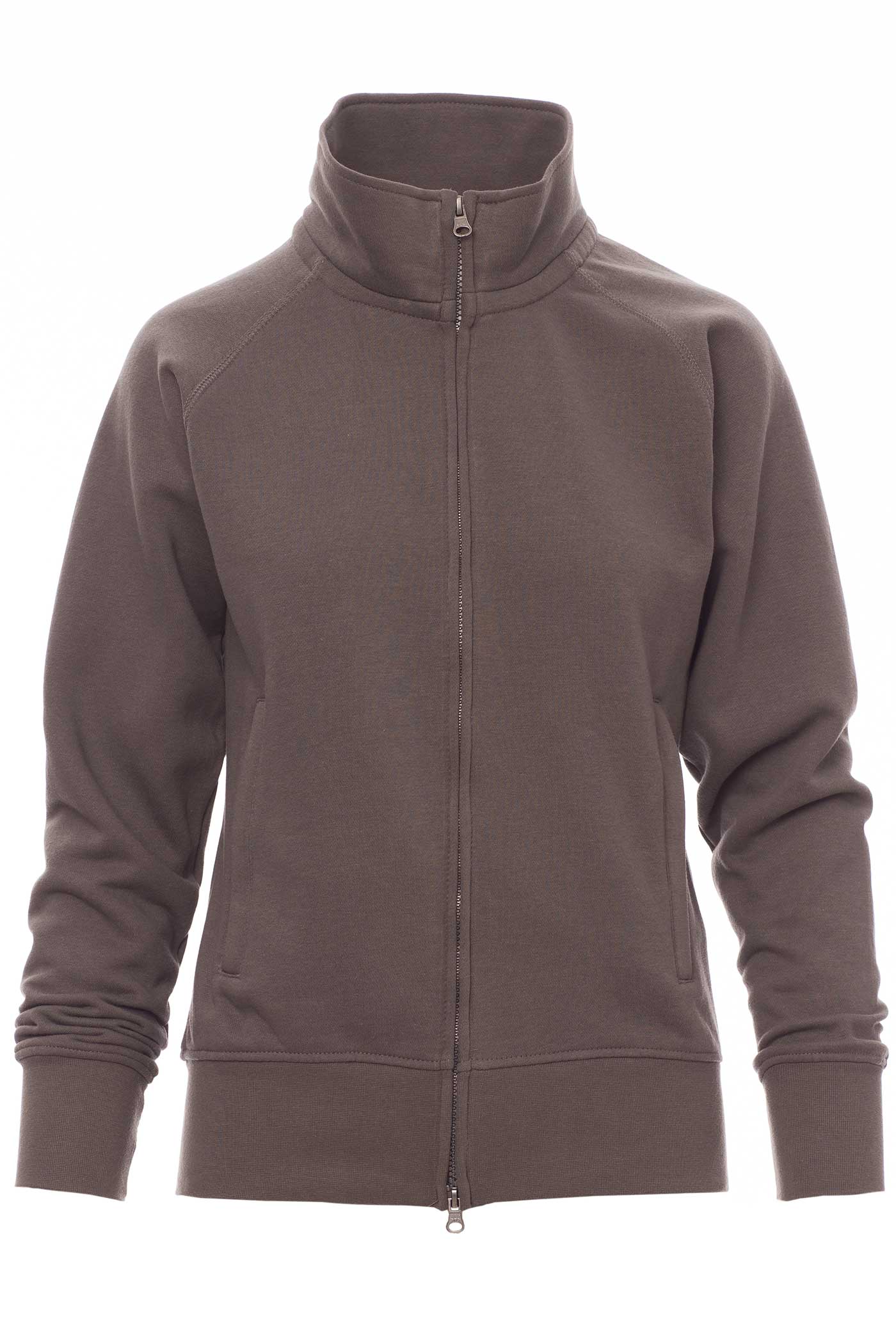 Damen Sweatjacke mit Seitentaschen und Stehkragen in Anthrazit