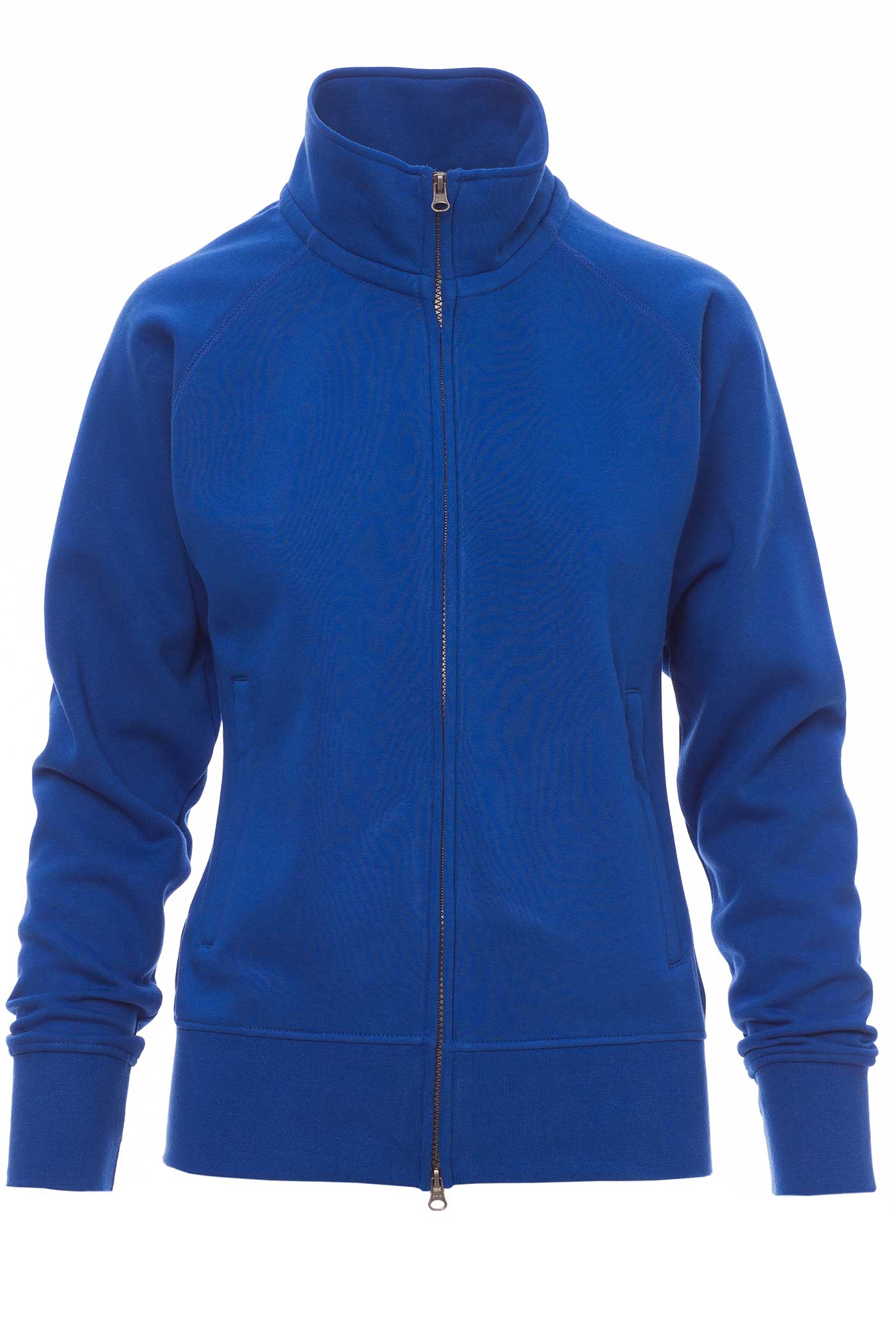 Damen Sweatjacke mit Seitentaschen und Stehkragen in Blau