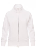 Damen Sweatjacke mit Seitentaschen und Stehkragen in Weiß
