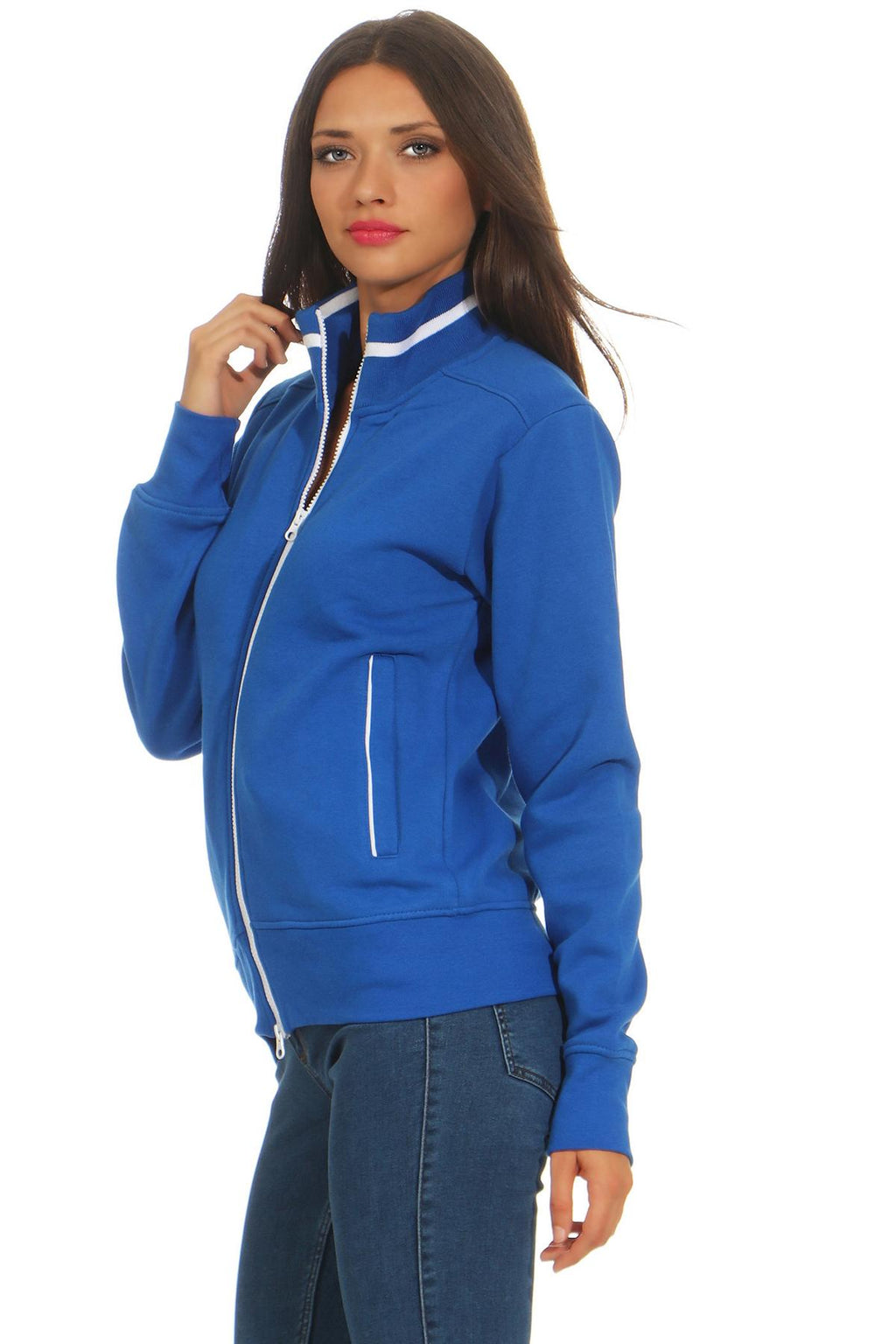 Sweatjacke für Frauen mit Kontrastnähten Blau