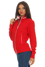 Sweatjacke für Frauen mit Kontrastnähten Rot