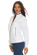 Sweatjacke für Frauen mit Kontrastnähten Weiß