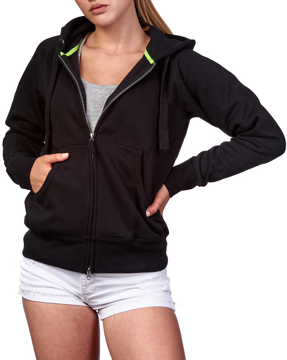 Damen Sweatjacke aus Baumwolle in Schwarz