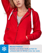 Damen Sweatjacke mit praktischen Seitentaschen in Rot