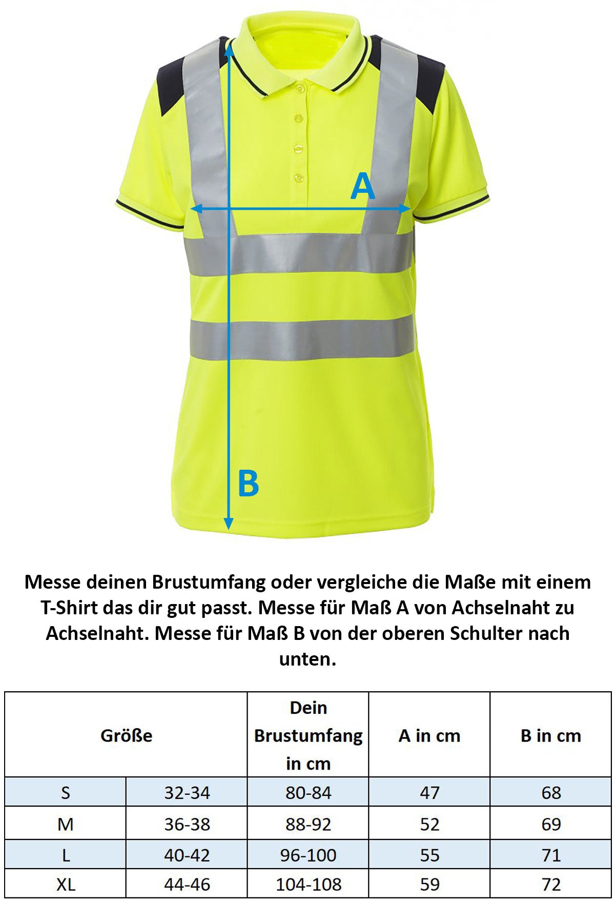Damen kurzarm Warnschutz Poloshirt EN ISO 20471 Guard