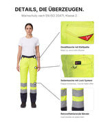 Damen Warnschutzhose Arbeitshose Orange / Gelb Charter