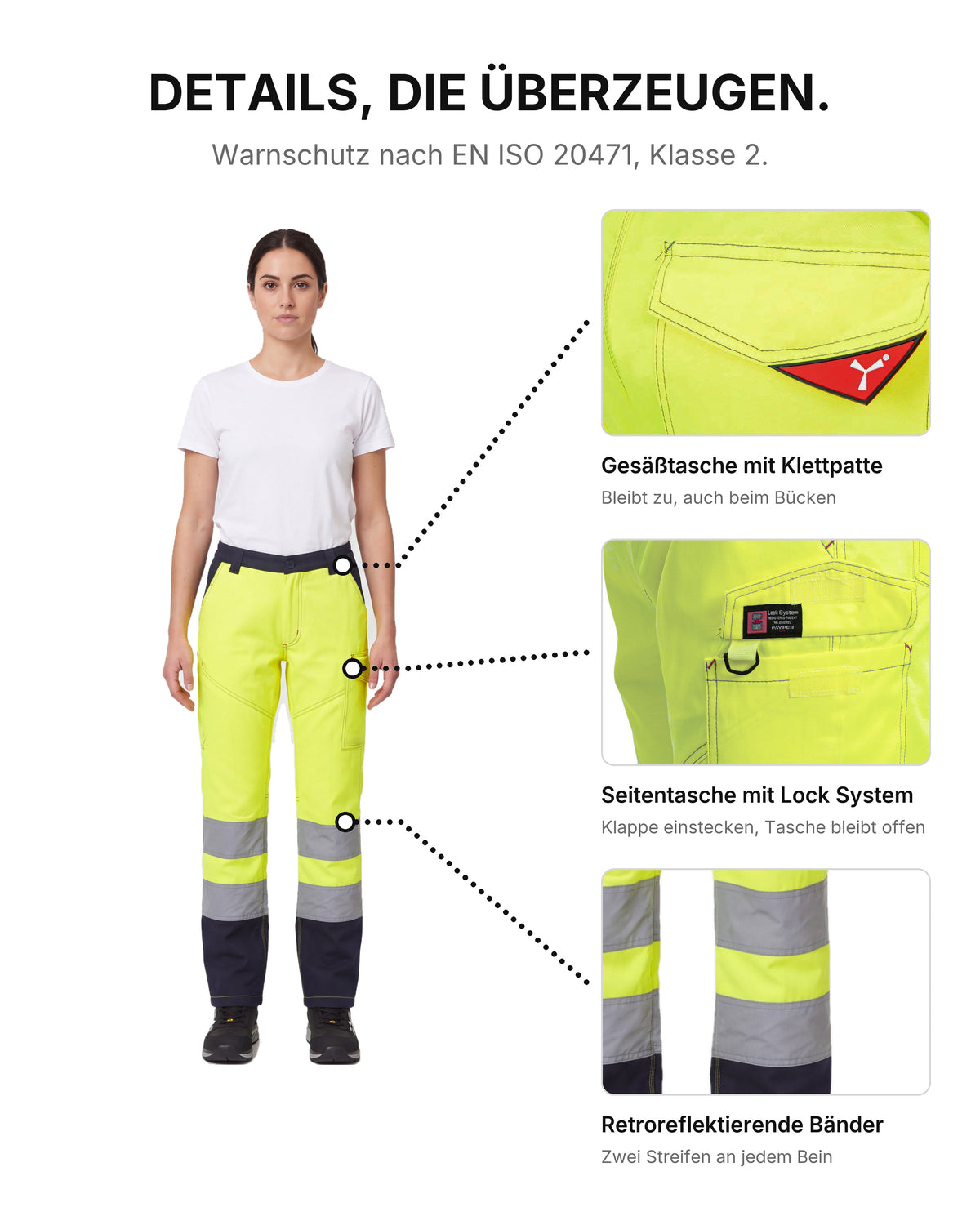 Damen Warnschutzhose Arbeitshose Orange / Gelb Charter