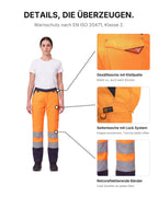 Damen Warnschutzhose Arbeitshose Orange / Gelb Charter