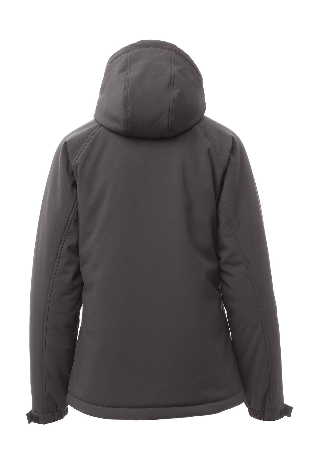 Damen Winterjacke wattiert aus Softshell mit Kapuze und Stehkragen in Anthrazit