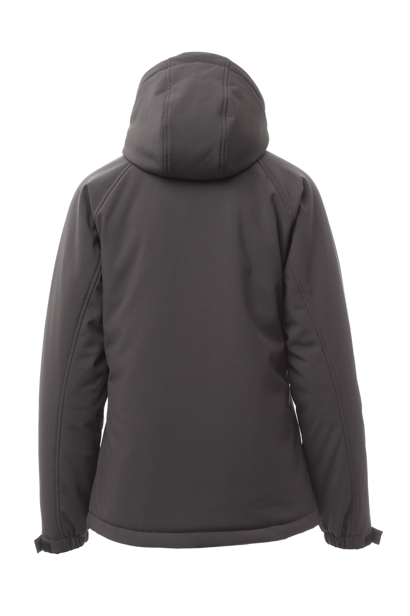 Damen Winterjacke wattiert aus Softshell mit Kapuze und Stehkragen in Anthrazit