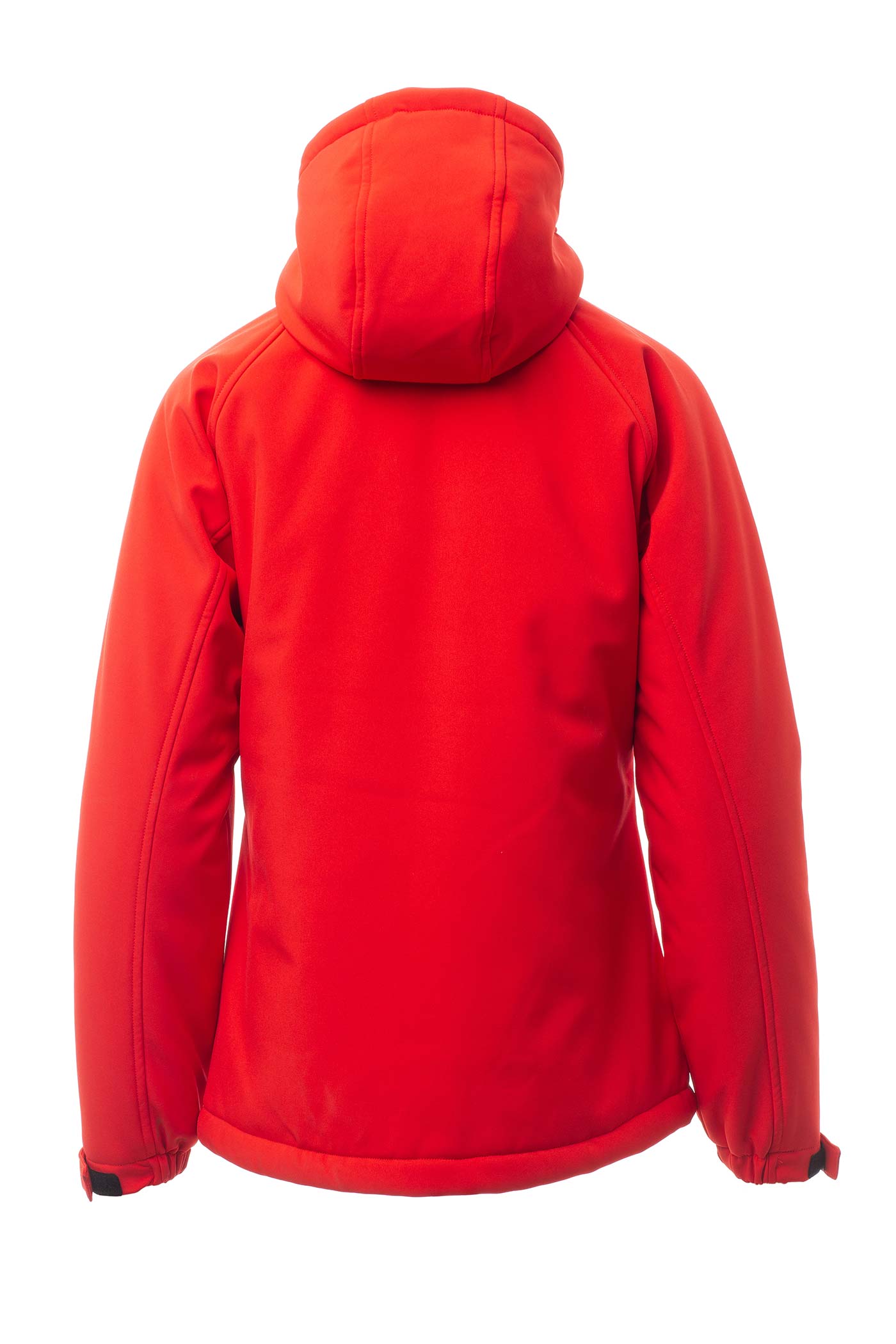 Damen Winterjacke wattiert aus Softshell mit Kapuze und Stehkragen in Rot