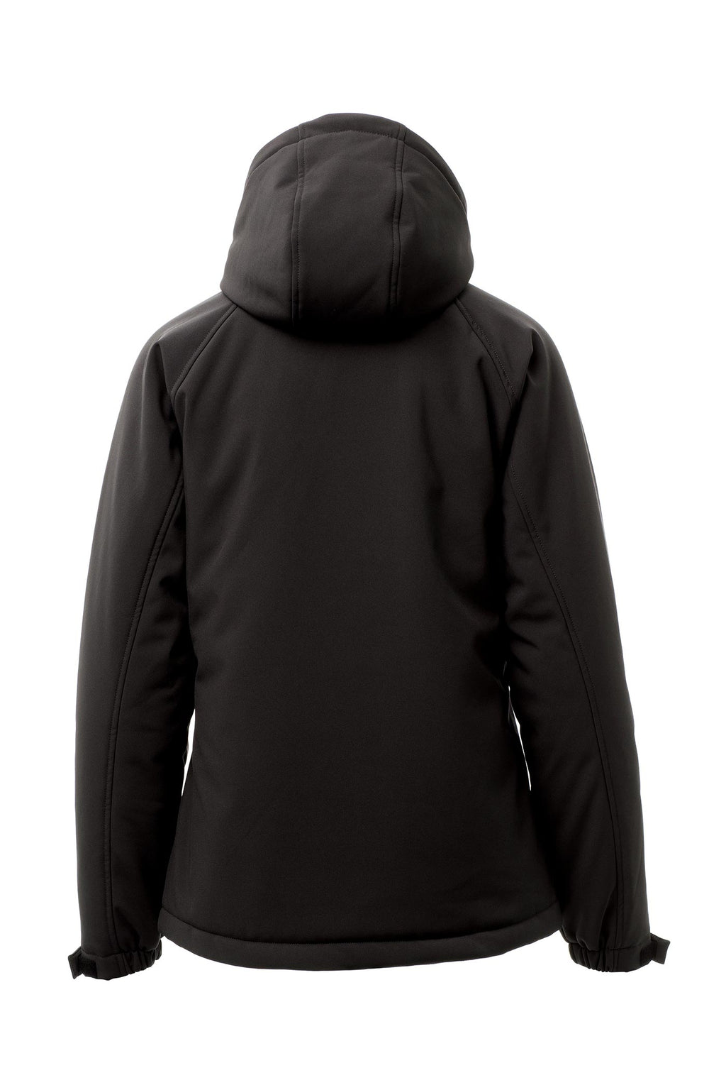 Damen Winterjacke wattiert aus Softshell mit Kapuze und Stehkragen in Schwarz