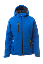 Damen Winterjacke Softshell mit Kapuze und Brusttasche in Blau