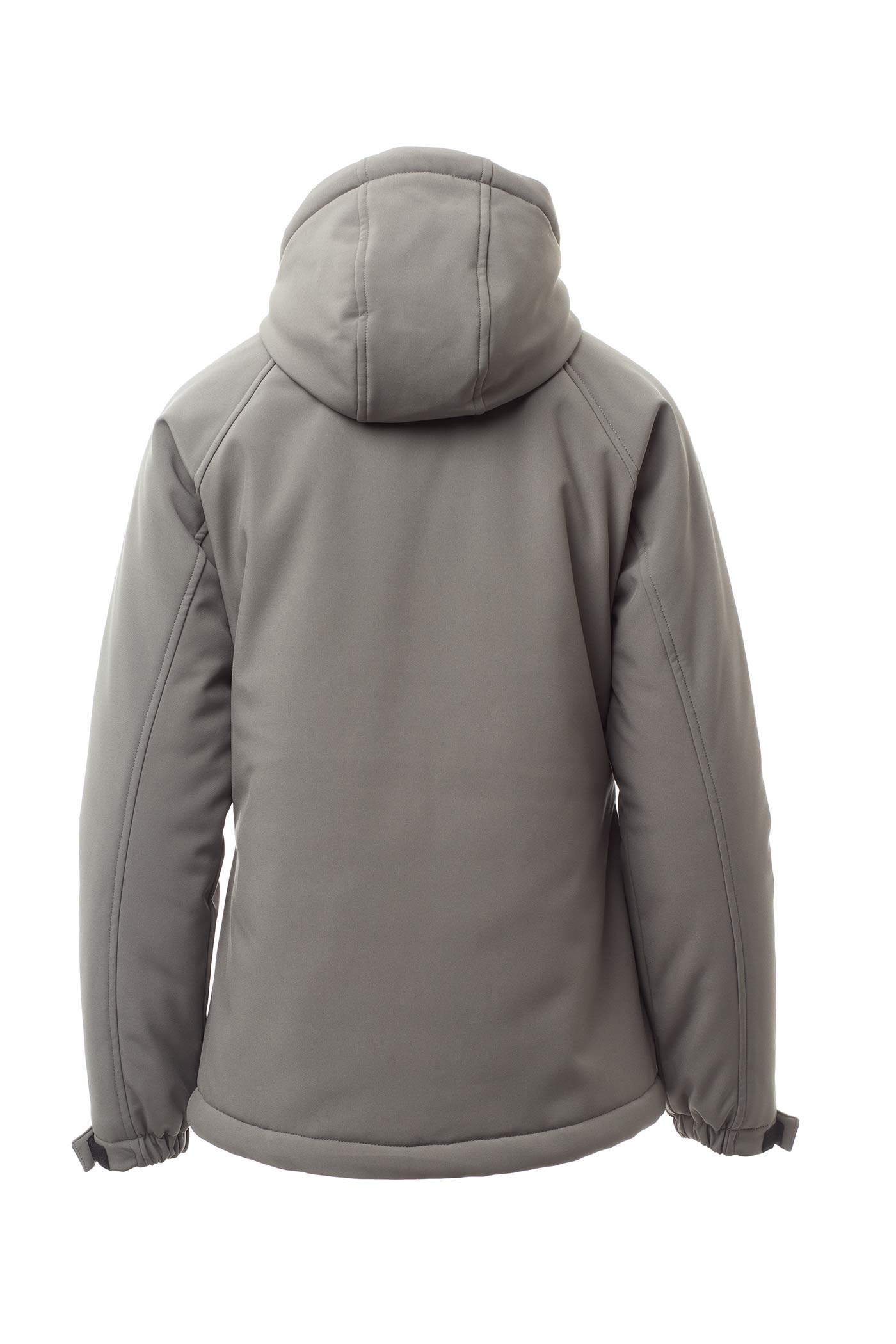 Damen Winterjacke wattiert aus Softshell mit Kapuze und Stehkragen in Grau