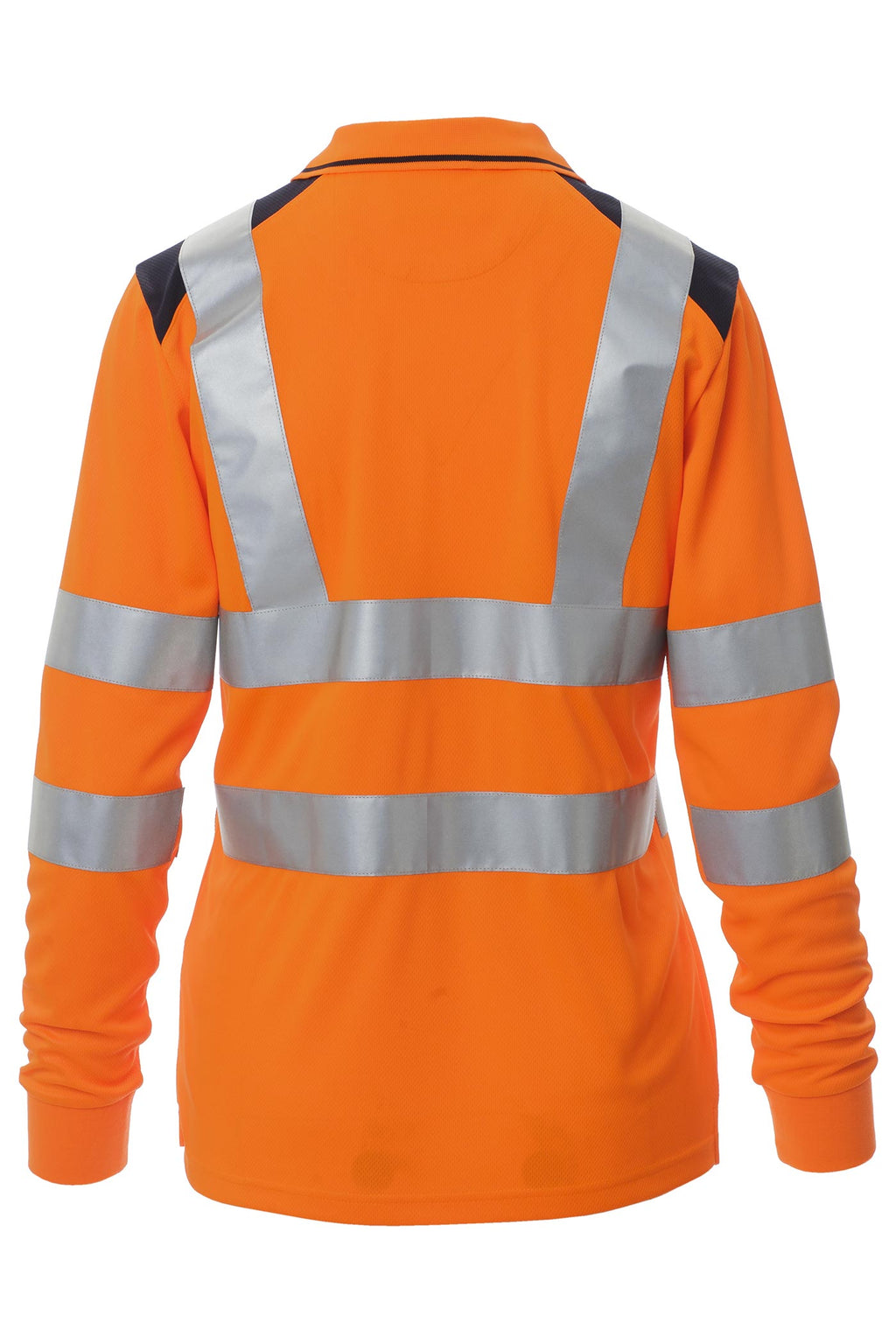 Damen Warnschutz-Poloshirt langarm Neonorange