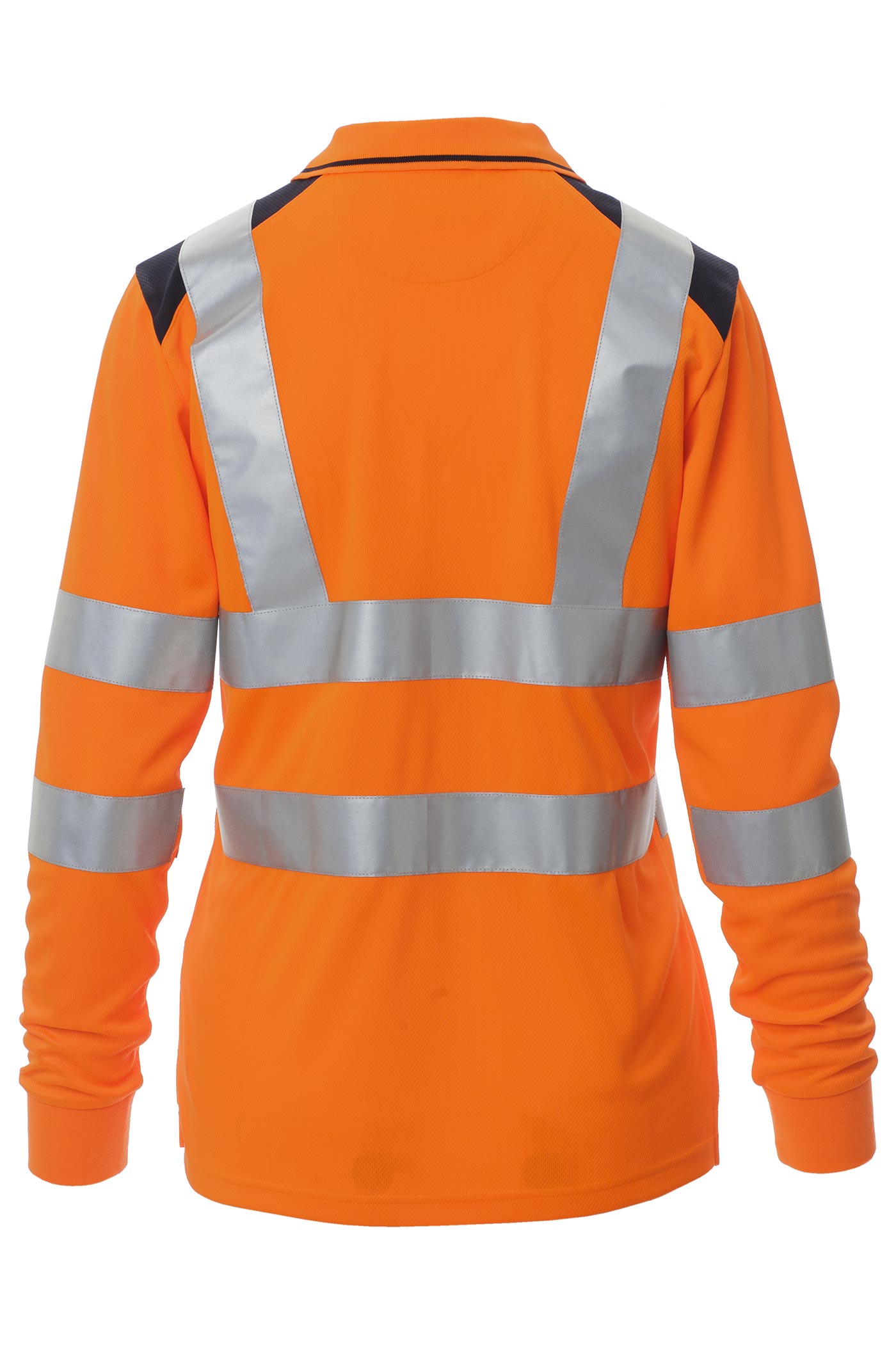 Damen Warnschutz-Poloshirt langarm Neonorange