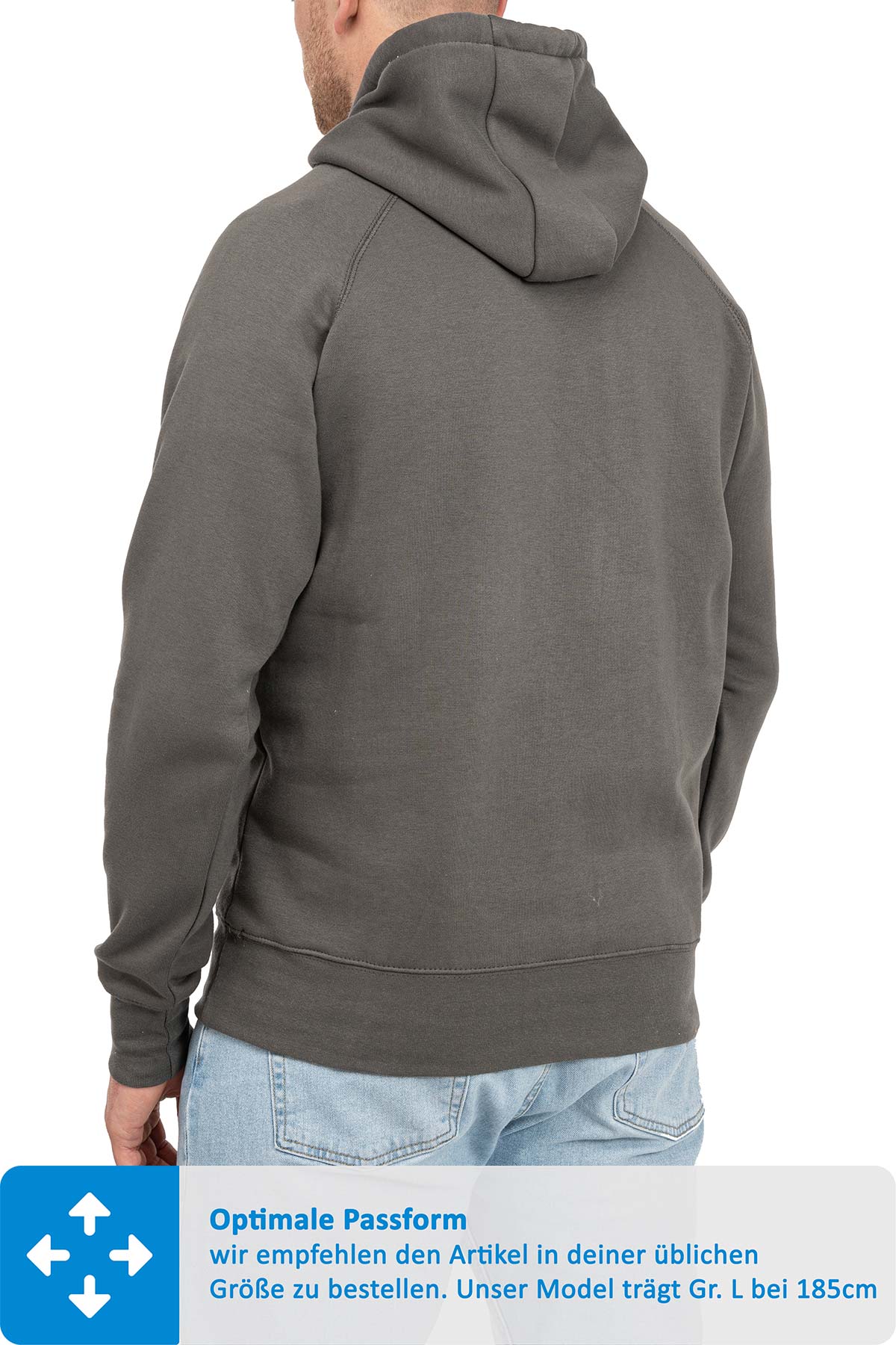 klassischer Kapuzenpullover mit gutem Schnitt in Anthrazit