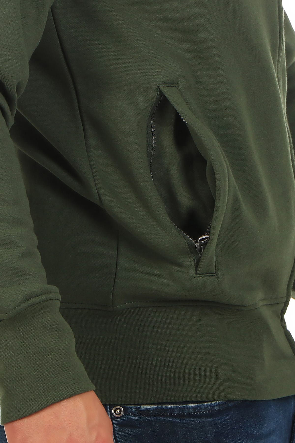 robuste Sweatjacke mit Seitentaschen in Grün