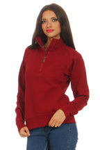 Damen Halfzip mit Stehkragen in Bordeaux