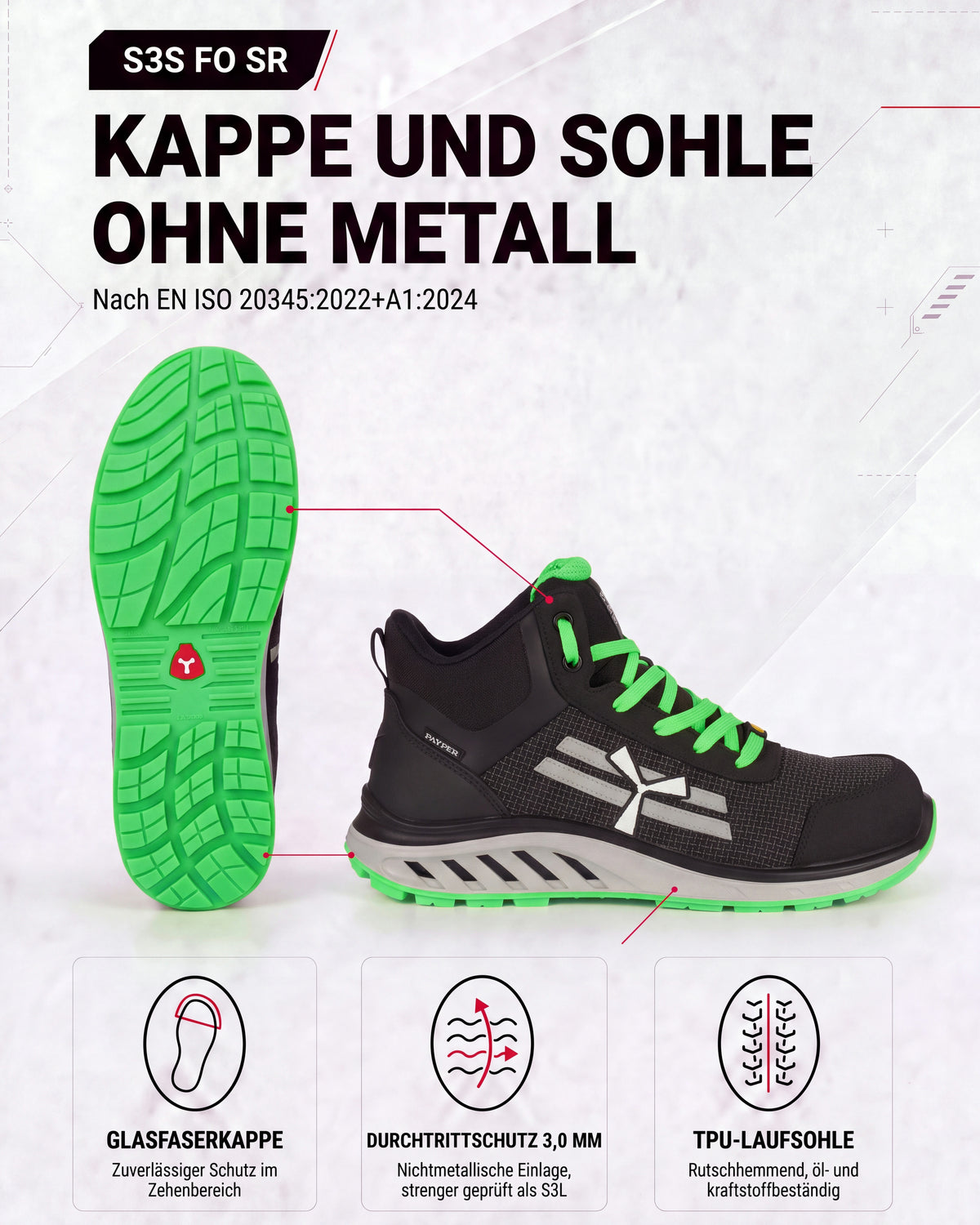 ESD Arbeitsschuh knöchelhoch leicht S3S X-Mars Mid