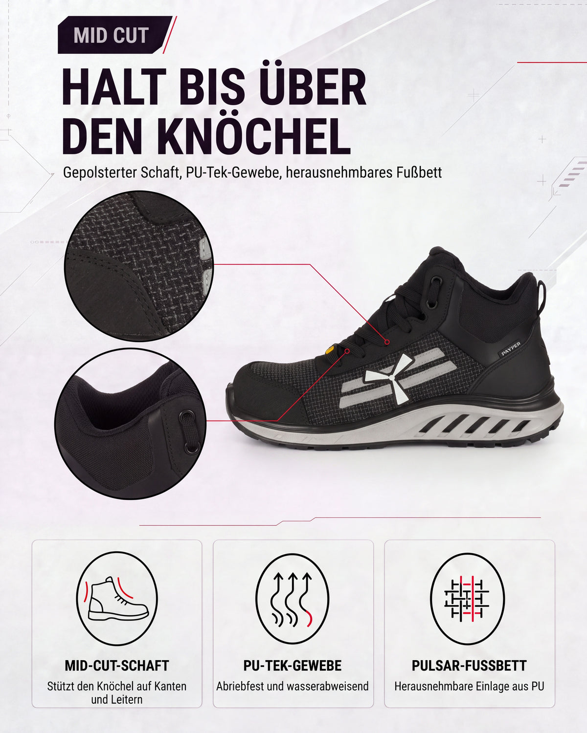 ESD Arbeitsschuh knöchelhoch leicht S3S X-Mars Mid