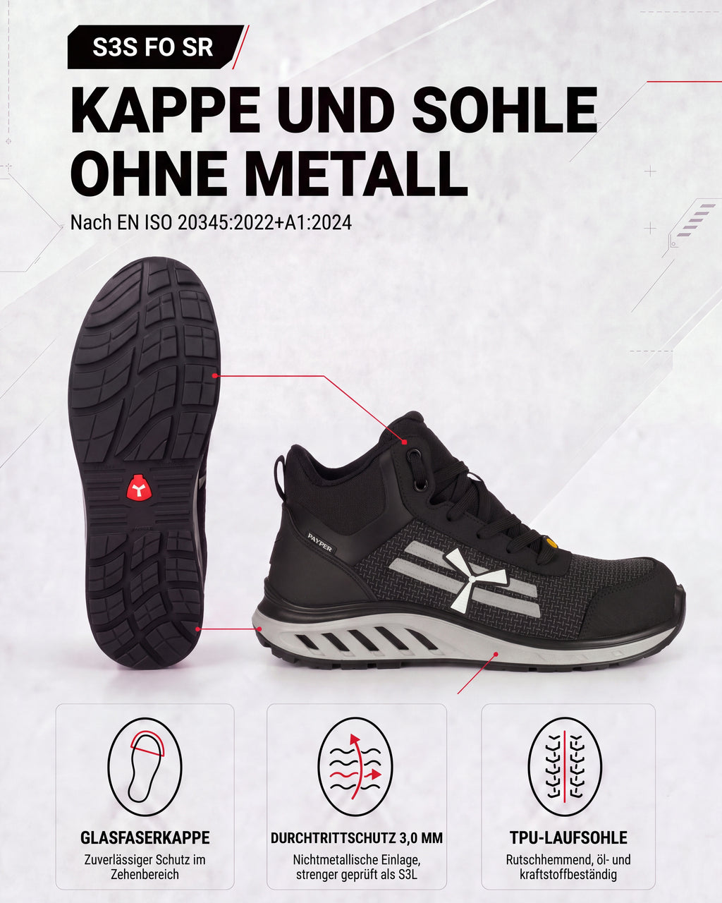 ESD Arbeitsschuh knöchelhoch leicht S3S X-Mars Mid