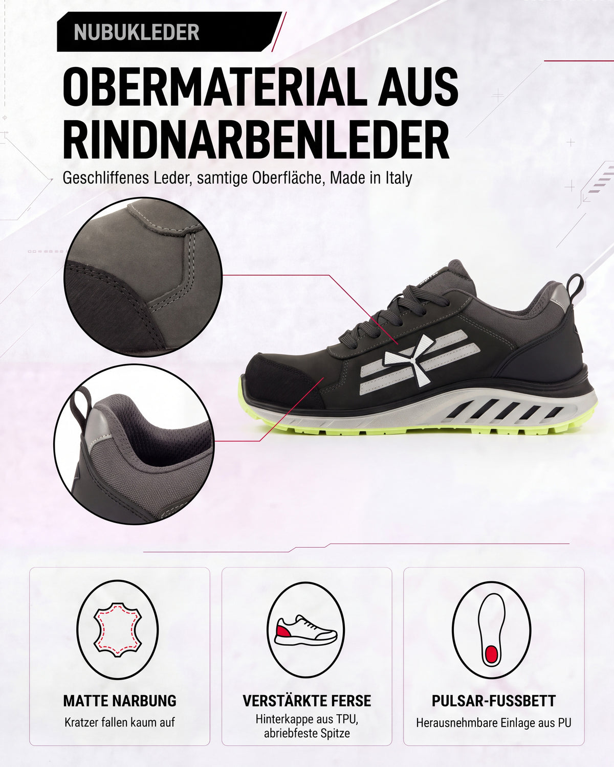 ESD Sicherheitsschuh S3S mit Kunststoffkappe Leder X-Moon