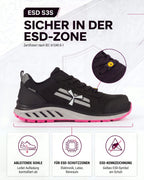 ESD Sicherheitsschuh S3S mit Kunststoffkappe Leder X-Moon