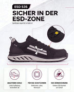 ESD Sicherheitsschuh S3S mit Kunststoffkappe Leder X-Moon