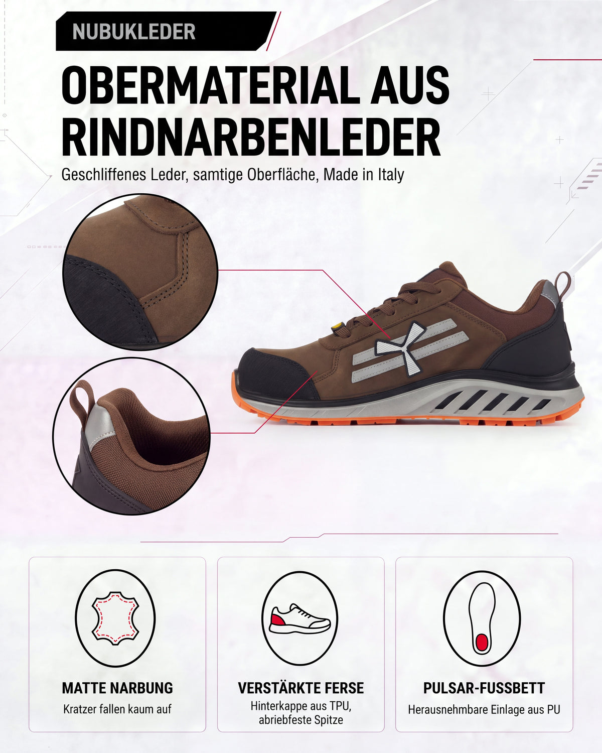 ESD Sicherheitsschuh S3S mit Kunststoffkappe Leder X-Moon