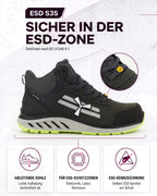 ESD Sicherheitsschuh S3S metallfrei knöchelhoch X-Moon Mid