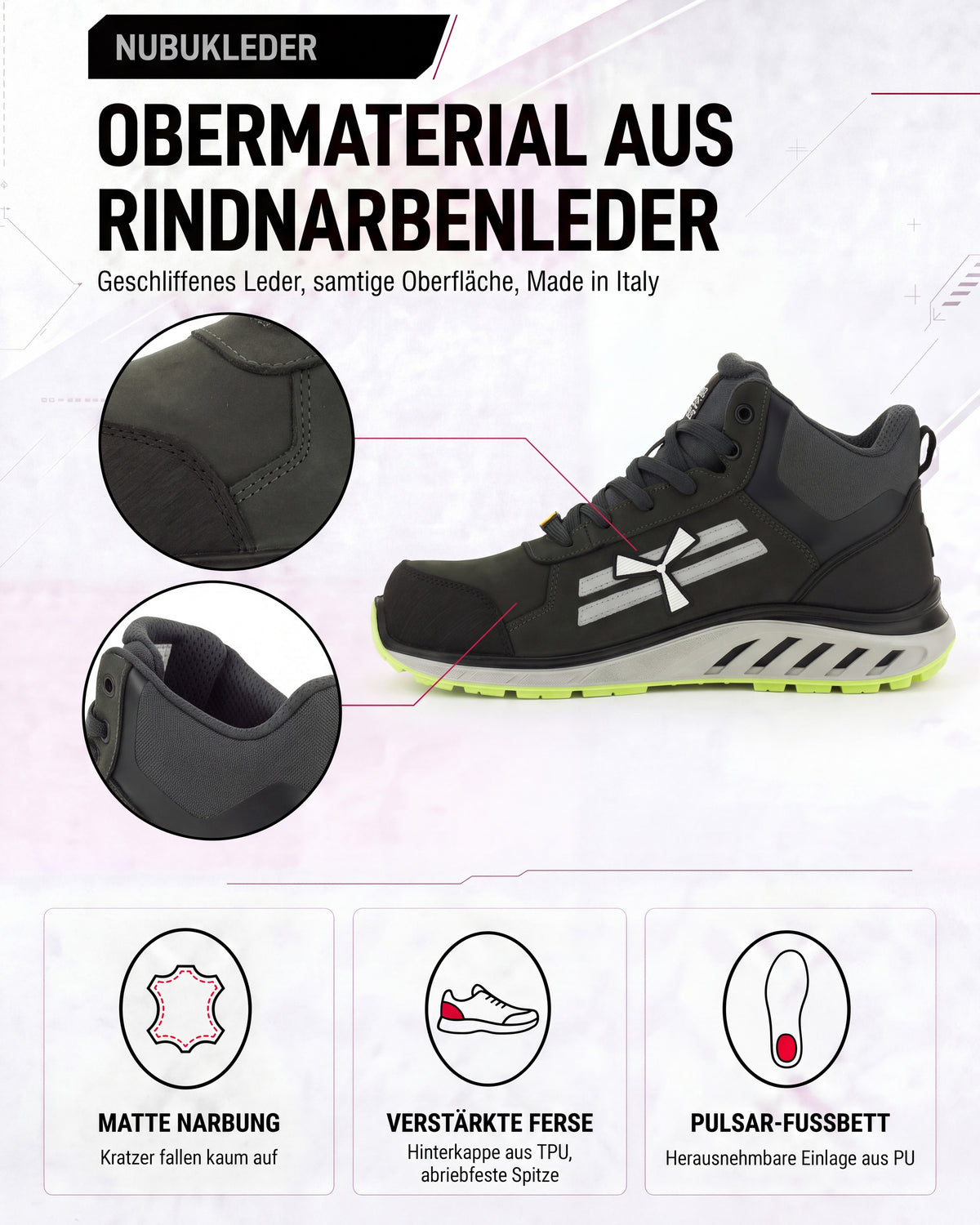 ESD Sicherheitsschuh S3S metallfrei knöchelhoch X-Moon Mid
