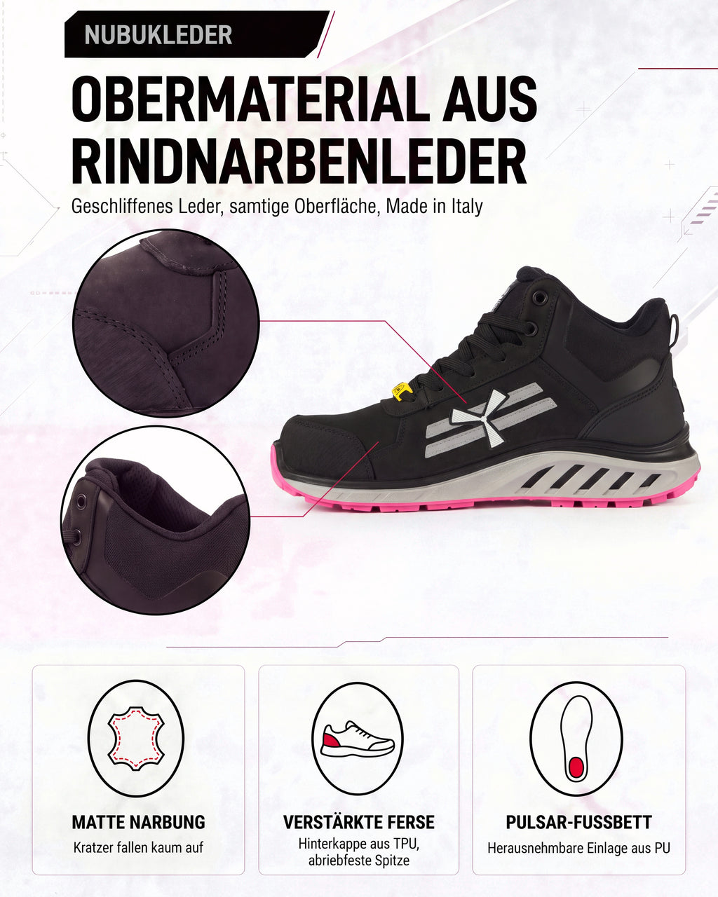 ESD Sicherheitsschuh S3S metallfrei knöchelhoch X-Moon Mid