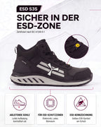 ESD Sicherheitsschuh S3S metallfrei knöchelhoch X-Moon Mid