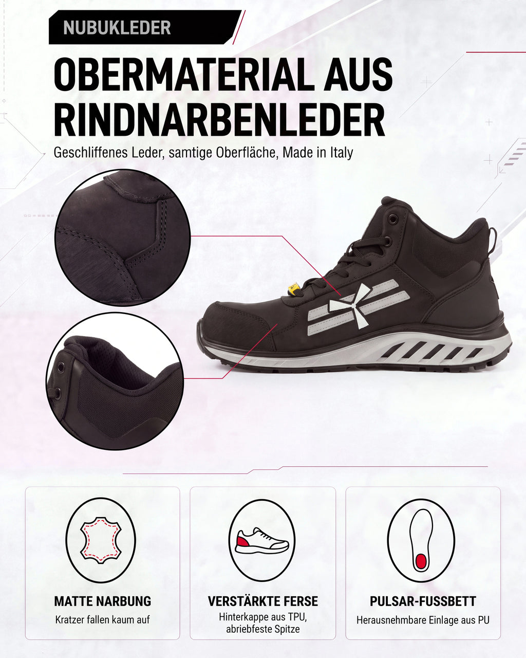 ESD Sicherheitsschuh S3S metallfrei knöchelhoch X-Moon Mid