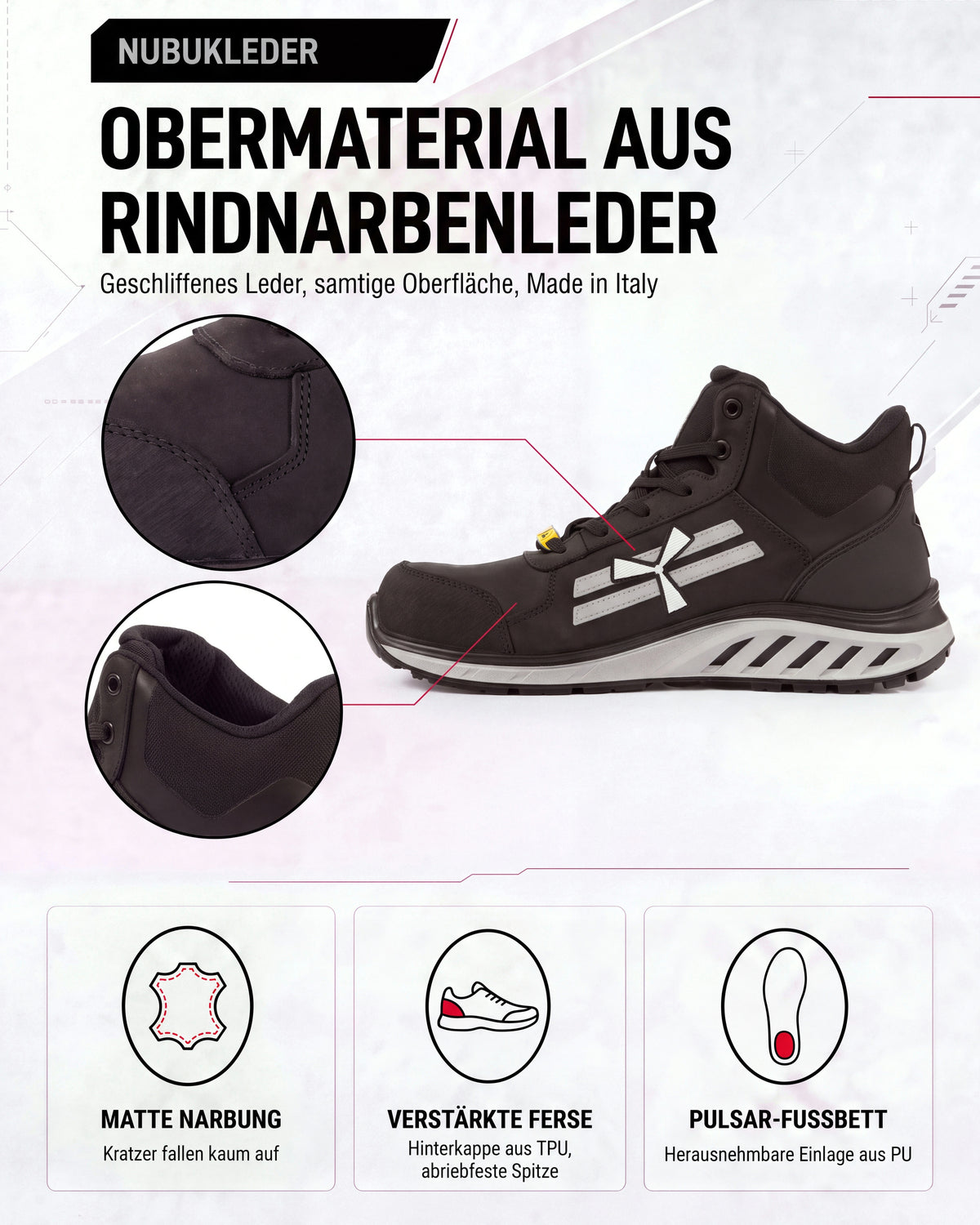 ESD Sicherheitsschuh S3S metallfrei knöchelhoch X-Moon Mid