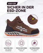 ESD Sicherheitsschuh S3S metallfrei knöchelhoch X-Moon Mid