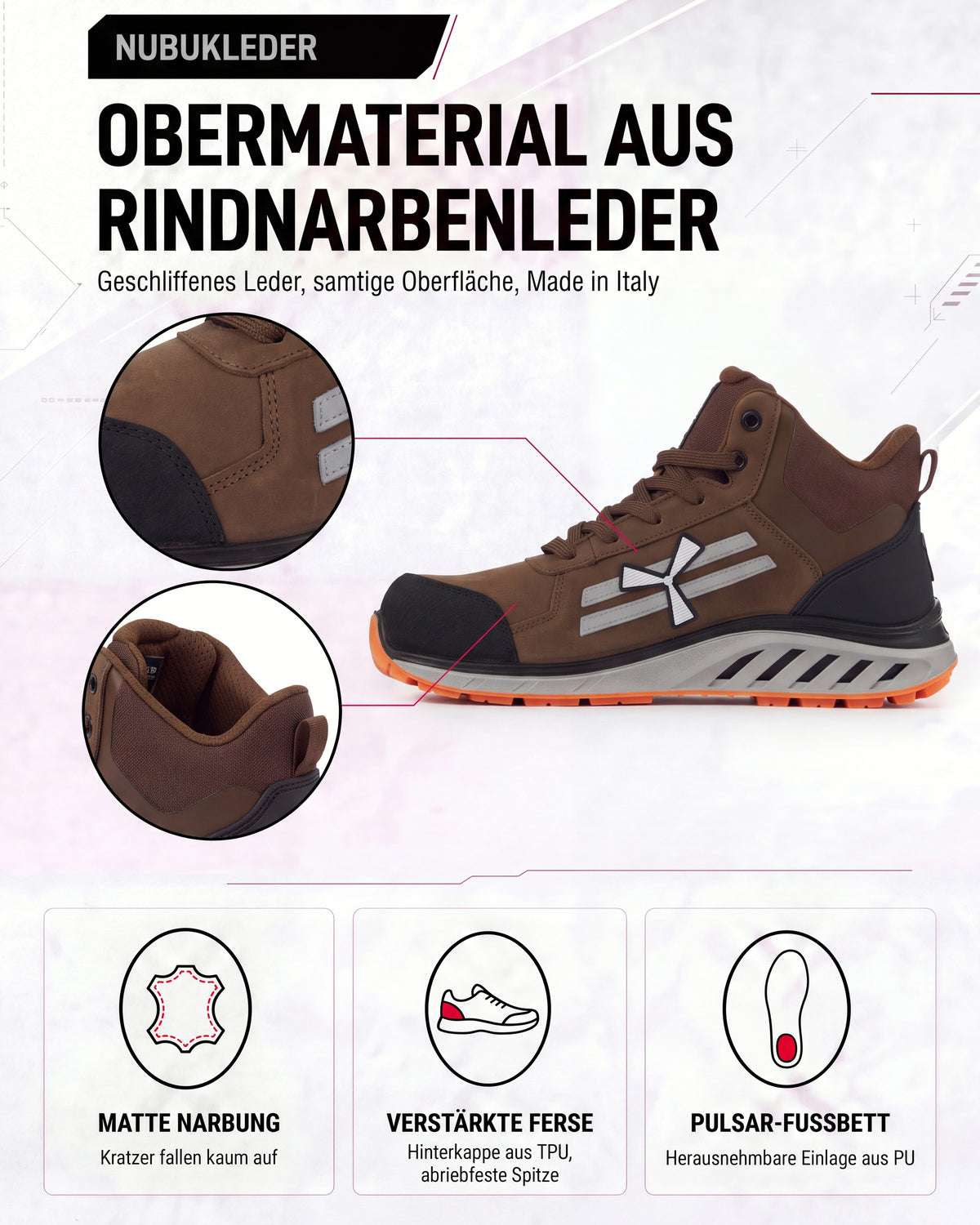 ESD Sicherheitsschuh S3S metallfrei knöchelhoch X-Moon Mid